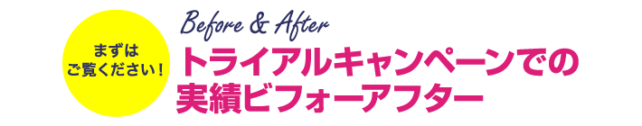 トライアルキャンペーンでの実績ビフォーアフター